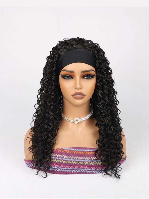 Women's 24inch Long Curly Wigs with Headbands,  Striking Natural Fluffy Glueless Hair Wigs for Daily, Cosplay, Anime or Costume Party, Striking Natural Fluffy Hair Wigs for Daily