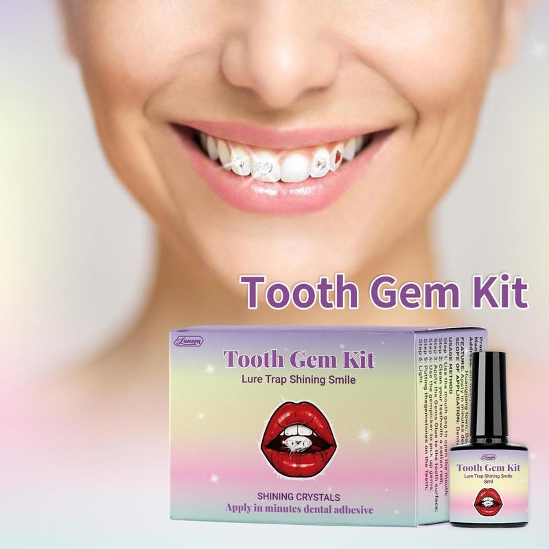 Tooth Gem Kit, 1 Box Tooth Jewelry Kit, Glue and Gem Suit UV Curing Light, Gems Picker, Removable Tooth Ornaments for Women & Men, Christmas, Christmas Gift