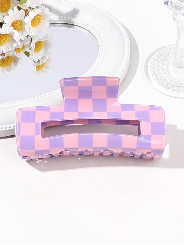 Checkerboard Pattern Hair Claw, Casual Versatile Hair Accessories for Women, Minimalist Headwear Suitable for Thick Hair, Fashion Hair Accessories for Party, Daily Clothing Decor