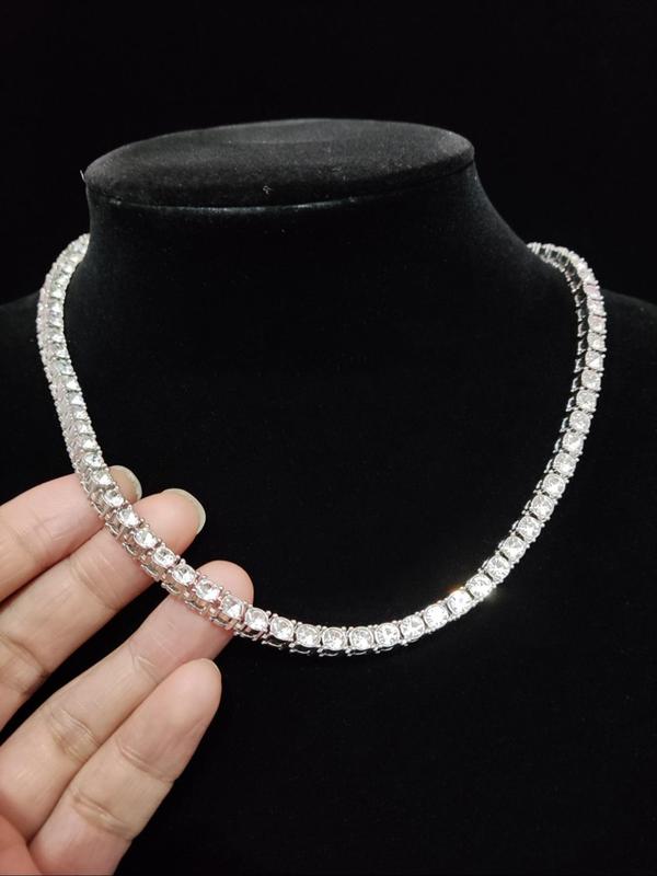 Fashion Simple Rhinestone Decor Chain Necklace for Gift, Casual Matching Necklace Jewelry for Men & Women for Party, Daily Clothing Decor