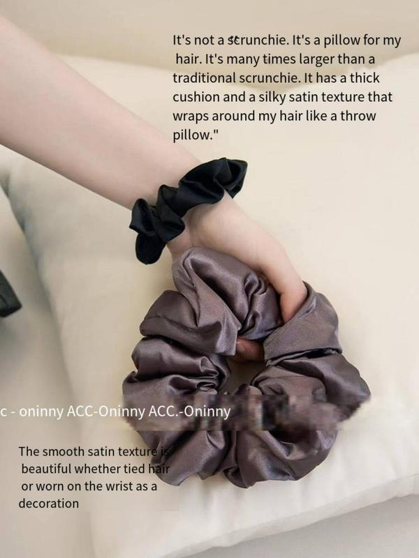 Solid Color Satin Scrunchies, High Stretch Hair Tie, Durable Hair Accessories for Women & Girls, Minimalist Headwear Suitable for Thick Hair