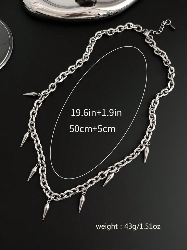 Men's Punk Style Stainless Steel Necklace,  Minimalist Street Style Necklace, Fashion Jewelry for Party, Daily Clothing Decor, Trendy All-match & Exquisite Jewelry for Birthday Gift