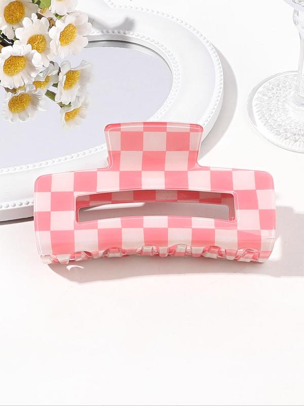 Checkerboard Pattern Hair Claw, Casual Versatile Hair Accessories for Women, Minimalist Headwear Suitable for Thick Hair, Fashion Hair Accessories for Party, Daily Clothing Decor