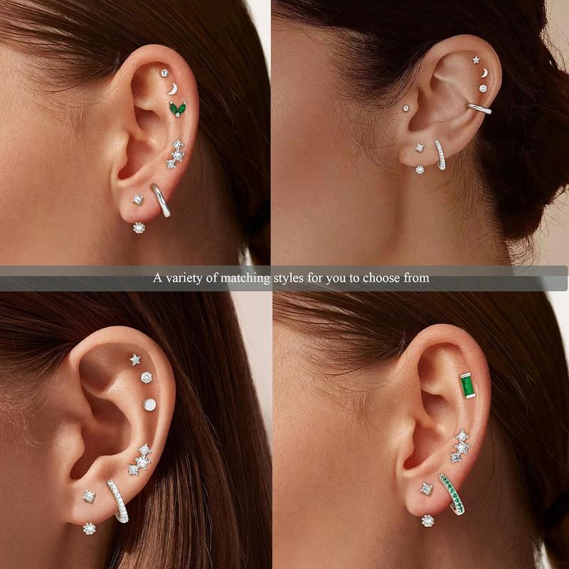 Dainty Gold Flat Back Earrings Hypoallergenic Cartilage Earring Sets for Multiple Piercing 20G Surgical Stainless Steel Earrings Flatback Stud Earring