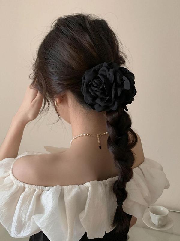 Vintage Rose Flower Decorative Hair Claw, Elegant Non Slip Claw Clip, Ponytail Holder, Fashion Hair Accessories for Women & Girls