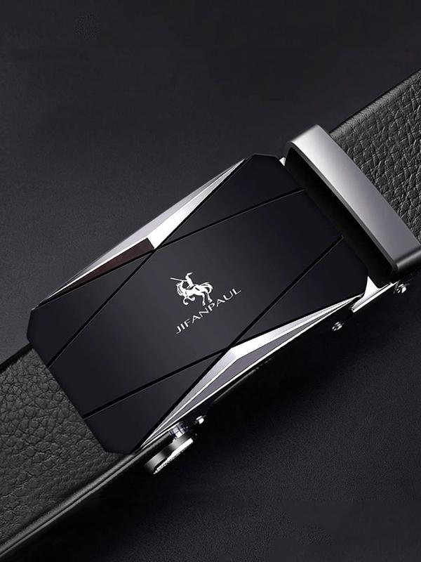 Fashion Plain Automatic Buckle Pu Leather Belt, Classic Business Texture Belt for Men, Casual Versatile Jeans Belt, Without Box