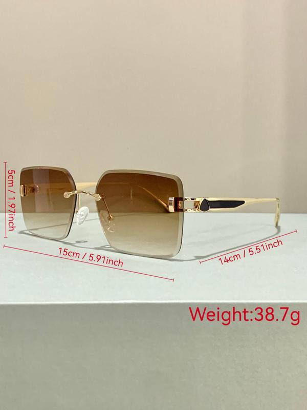 Unisex Simple Style Square  Sunglasses, Trendy Casual Rimless Sunglasses for Everyday Use, Fashion Accessories for Outdoor Activities