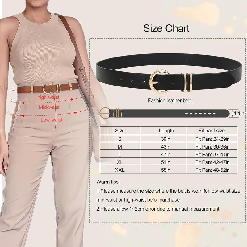 3 Pack Women Belts Ladies Leather Waist Belt For Jeans Dresses Pants  with Gold Buckle