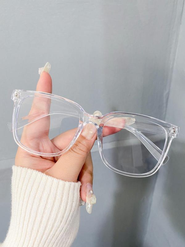 Simple Eyeglasses for Men and Women, Fashion Large Size Acrylic Square Frame Eyeglasses for Everyday Use, Fashion Cute Accessories As Gifts for Her & Him