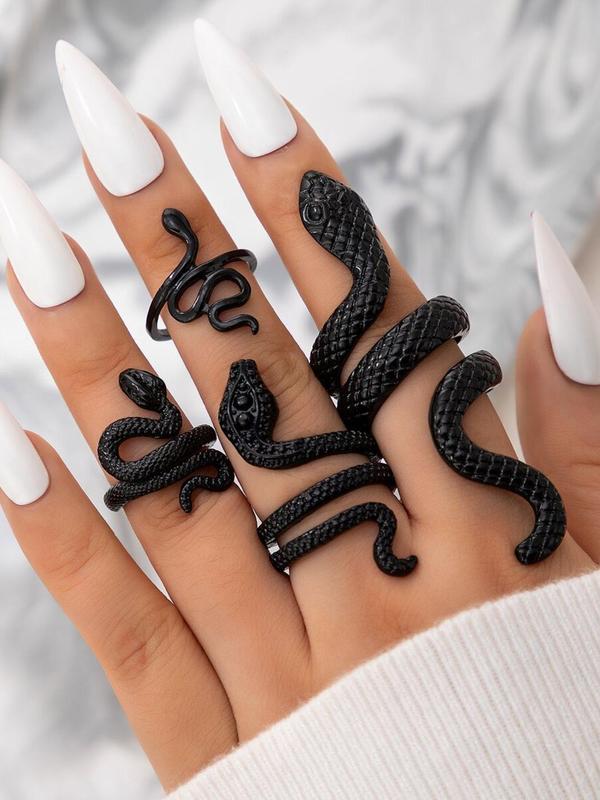 Snake Design Ring, Punk Style Ring for Women & Girls, Fashion Jewelry for Party, Daily Decor, Trendy All-match & Exquisite Jewelry for Birthday Gift