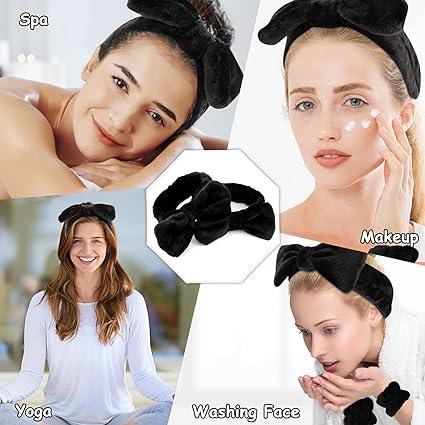 6 Pcs Spa Headband Face Wash Headband and Wristband Set, Microfiber Wrist, Wrist Wash Bands, Skincare Headbands Makeup Headband with Wristband Set, Hair Headband Face Wash Wristbands for Washing Face