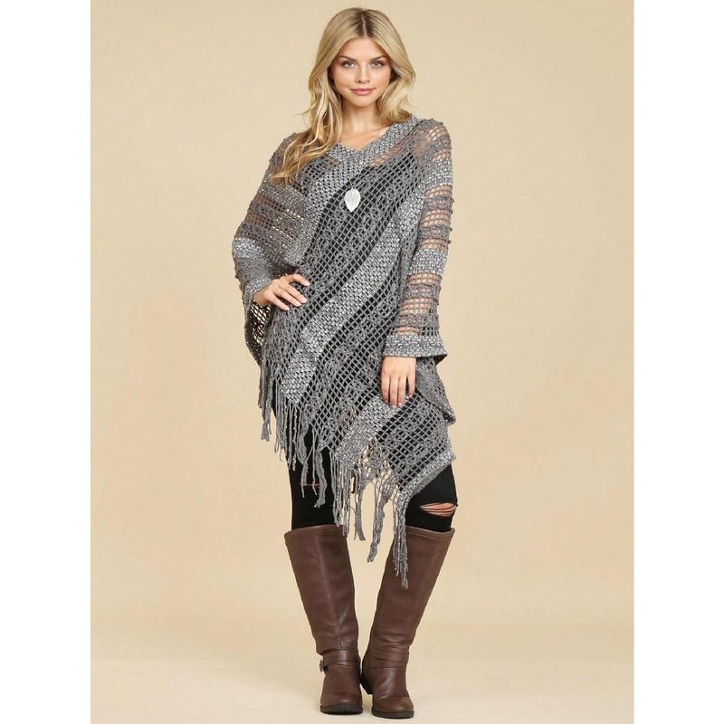 Style Lab Crochet Native Pattern Poncho