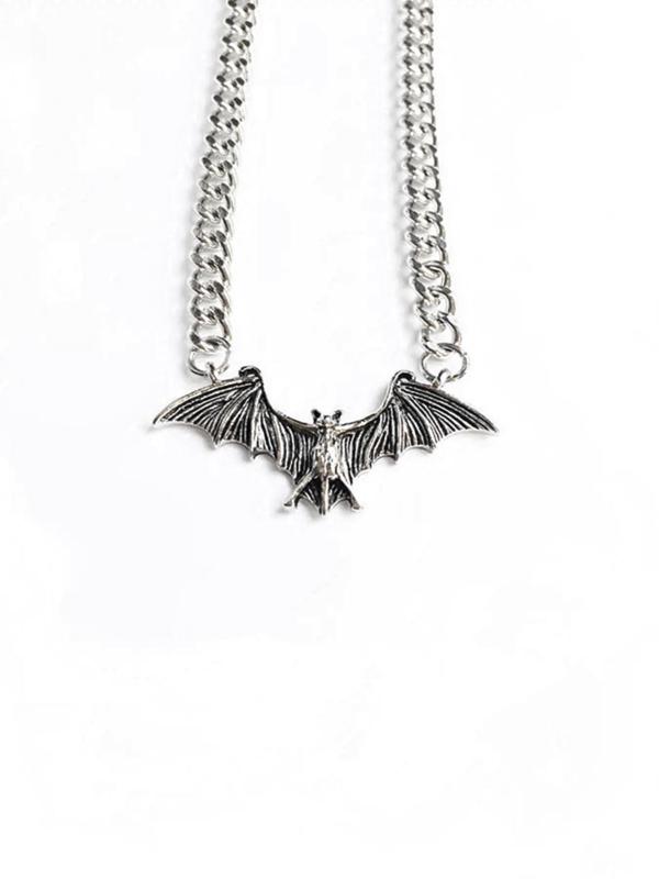 Vintage Bat Design Pendant Necklace, Y2k Gothic Style Creative Bat Pendant Necklace, Fashion Accessories for Men & Women, Perfect for Birthday Gift