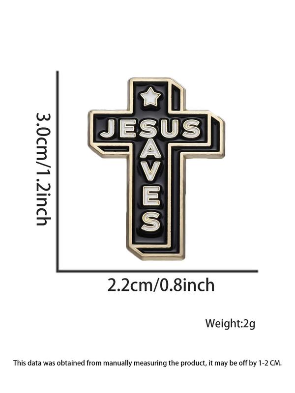 Cross & Letter Design Brooch, Fashionable Clothes Accessories for Men & Women, Enamel Pin Suitable for Backpacks, Jeans, Scarves, Hats Decoration Fixed Buckle