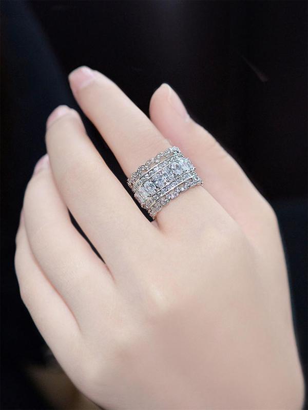 Fashion Rhinestone Decorated Ring, Elegant Accessories for Women, Fashion Jewelry for Party, Daily Clothing Decor, Trendy All-match & Exquisite Jewelry for Birthday Gift