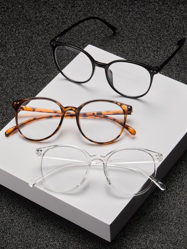 Unisex Vintage Round Frame Eyeglasses, Trendy Casual Eyeglasses for Everyday Use, Fashion Accessories for Outdoor Activities