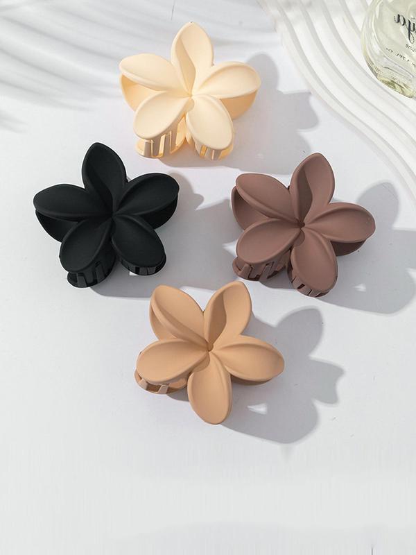 4pcs Mixed Color Flower Design Matte Non-slip Hair Clips, Casual and Versatile Hair Accessories for Women