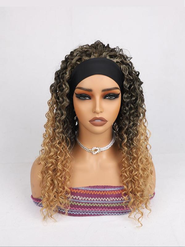 Women's 24inch Long Curly Wigs with Headbands,  Striking Natural Fluffy Glueless Hair Wigs for Daily, Cosplay, Anime or Costume Party, Striking Natural Fluffy Hair Wigs for Daily