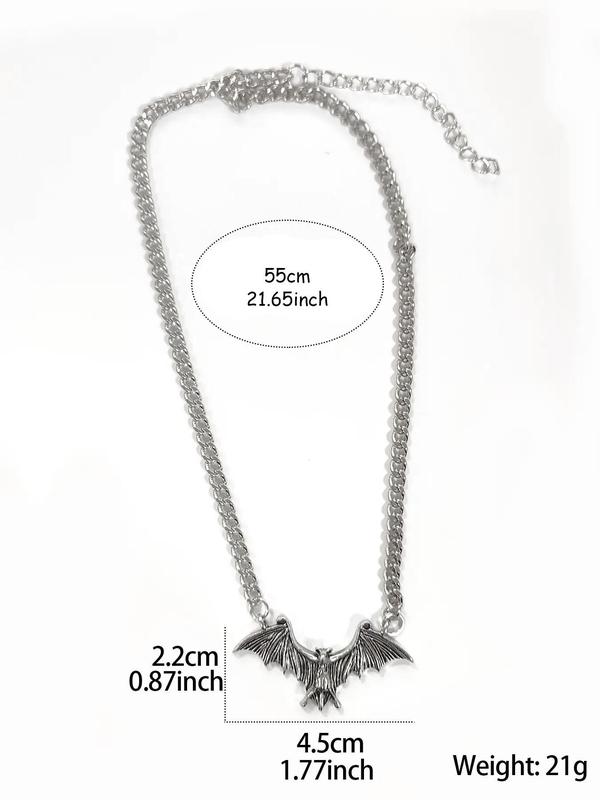 Vintage Bat Design Pendant Necklace, Y2k Gothic Style Creative Bat Pendant Necklace, Fashion Accessories for Men & Women, Perfect for Birthday Gift