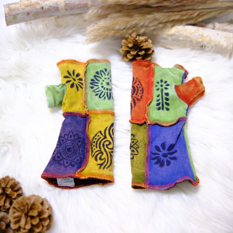 Funky Patchwork Handwarmer, Winter Gloves, Fleece Lined Wrist Warmer, Fingerless Gloves, Boho Unisex Knitted Mitts, Handmade Warm Gloves, Men Women Winter Gloves