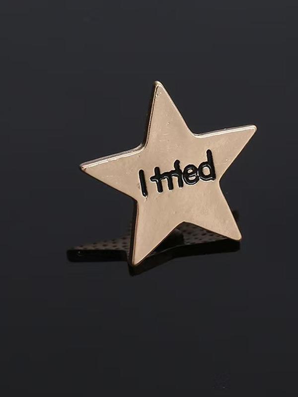 Star Shaped Letter Pattern Brooch, Fashion Alloy Badge for Women & Men, Fashion Brooch for Daily Clothing Decor, Trendy All-match & Exquisite Brooch for Birthday Gift