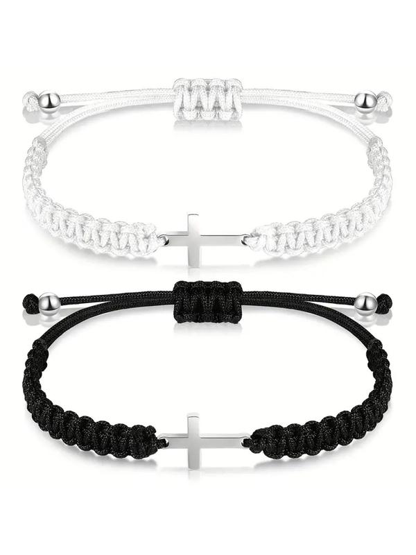 2024 Summer Versatile Woven Cross & Drawstring Design Bracelet, Fall Fashionable Adjustable Bracelet for Men & Women, Trendy Exquisite Jewelry for Party for Gift