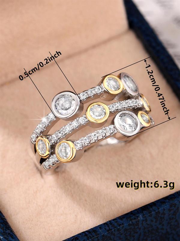 Elegant Rhinestone Decorated Copper Ring, Fashion Accessories for Women for Party, Daily Clothing Decor, Trendy All-match & Exquisite Jewelry for Birthday Gift