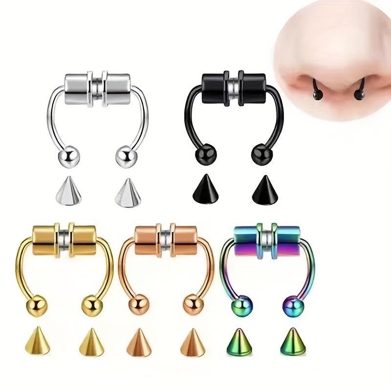 1 2 5 count  Stainless Steel Magnetic Septum Nose Ring, Body Jewelry for Men