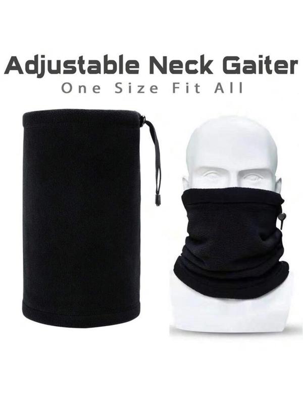 Solid Color Drawstring Design Thickened Neck Gaiter, Casual Soft Warm Neck Gaiter for Fall & Winter, Fashion Accessories for Men & Women