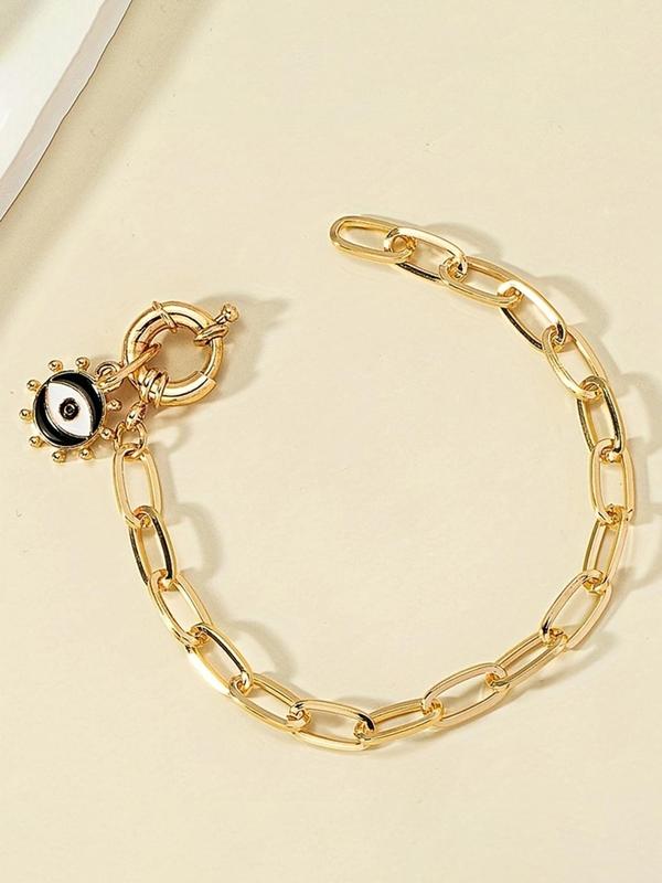 Unisex Fashion Eye Design Charm Link Bracelet, Summer Punk Style Trendy All-match Accessories for Party, Daily Clothing Decoration