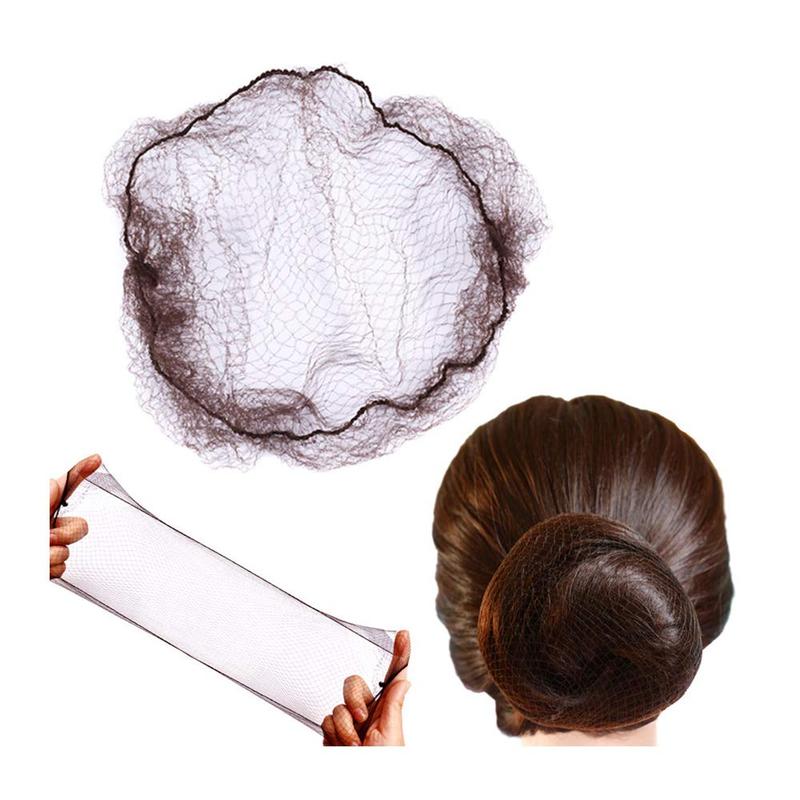 100count Hairnet Bun Net Invisible Hair Net Elastic Mesh 20inch 50cm (Bulk Packing,Dark Brown)