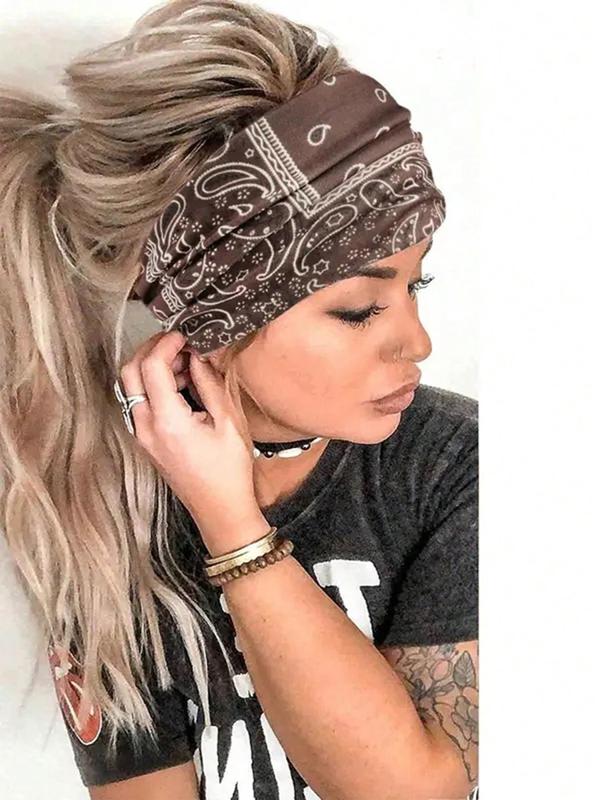 Women Boho Paisley Print Hair Band for Hairstyle, Bohemian Knot Design Headband for Sports Exercise Workout, Pickleball Tennis Hair Band, Women Sports & Outdoor Clothes Accessories, Fall Outfits, Fallfreshness Clothes