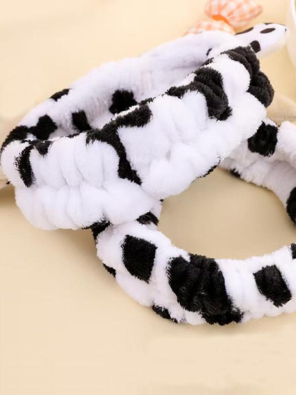 Cute Cow Print Hair Band & Wristband Set, Soft Comfortable Hair Band & Wristband, Fashion Hair Accessories for Women & Girls