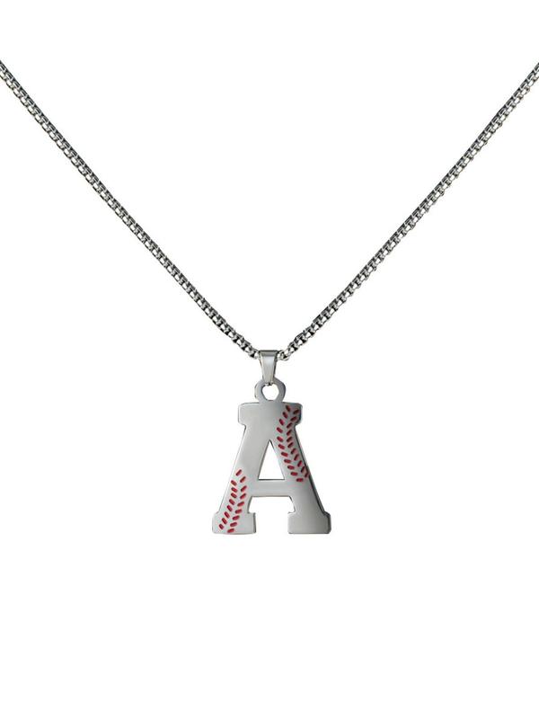 Baseball Letter Design Pendant Necklace, Stainless Steel Jewelry for Party, Daily Clothing Decor, Trendy All-match & Exquisite Jewelry for Birthday Gift