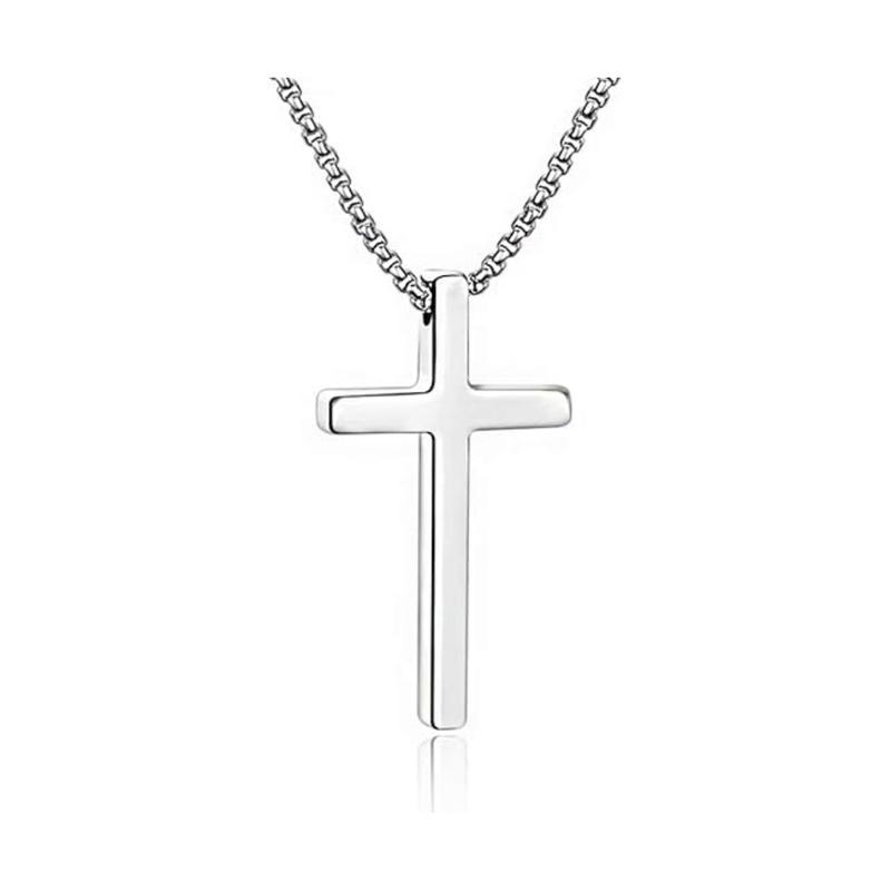 Christian Accessories,Stainless Steel Cross Necklace for Men Women ，Fathers Day Dad Gifts for Dad，Silvery Cross Necklace  Small Cross Pendant Necklace Simple Jewelry Cross Chain ，Cross Keychain，Cross Bracelet for Men Women