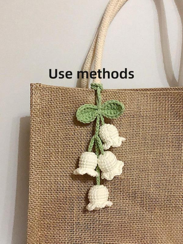 Handmade Crochet Flower Design Keychain Bag, Cute Keychain for Women & Men, Fashion Accessories for Daily Use