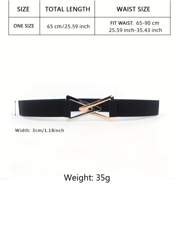 Fashion Plain Symmetrical Buckle Belt for Women, Casual Elastic Waistband Belts with Adjustable Length