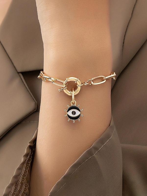 Unisex Fashion Eye Design Charm Link Bracelet, Summer Punk Style Trendy All-match Accessories for Party, Daily Clothing Decoration