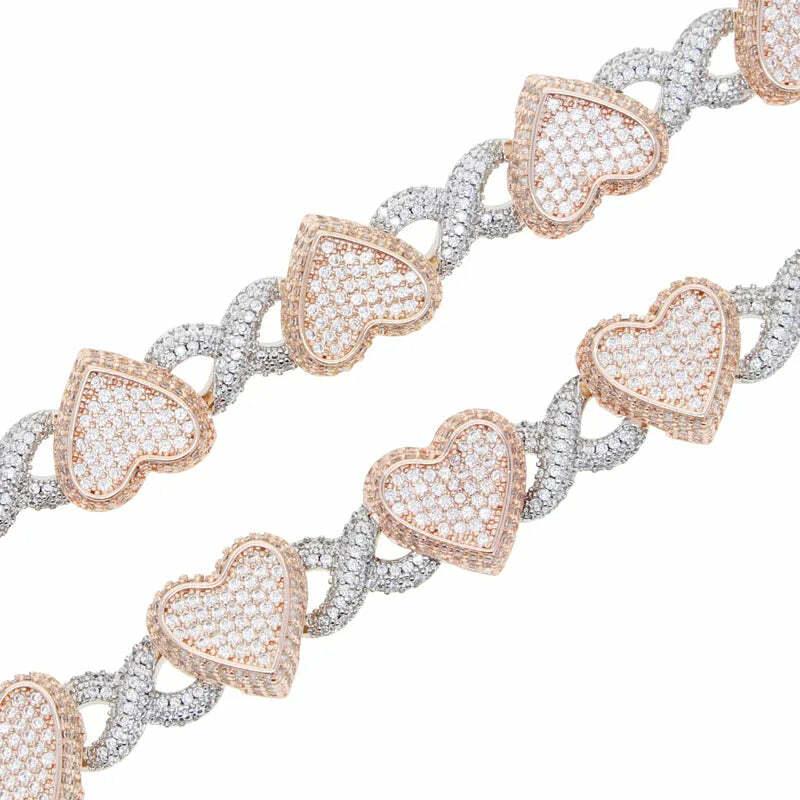 Heart Infinity Chain Link Luxury Charm Bracelet Necklace Jewelry Sets