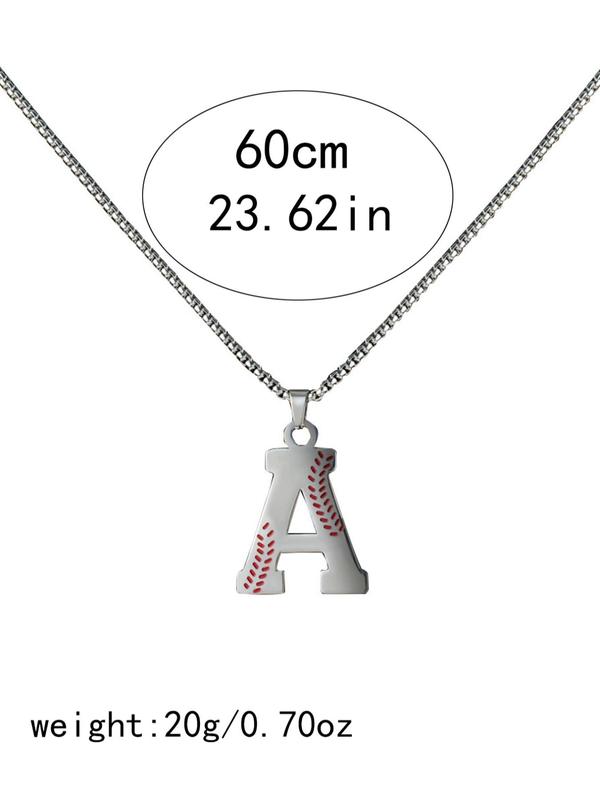 Baseball Letter Design Pendant Necklace, Stainless Steel Jewelry for Party, Daily Clothing Decor, Trendy All-match & Exquisite Jewelry for Birthday Gift