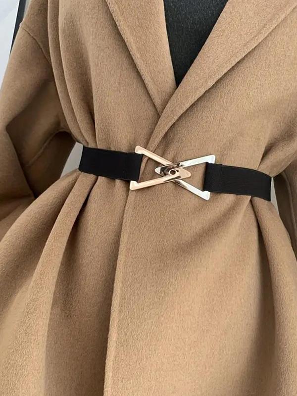 Fashion Plain Symmetrical Buckle Belt for Women, Casual Elastic Waistband Belts with Adjustable Length