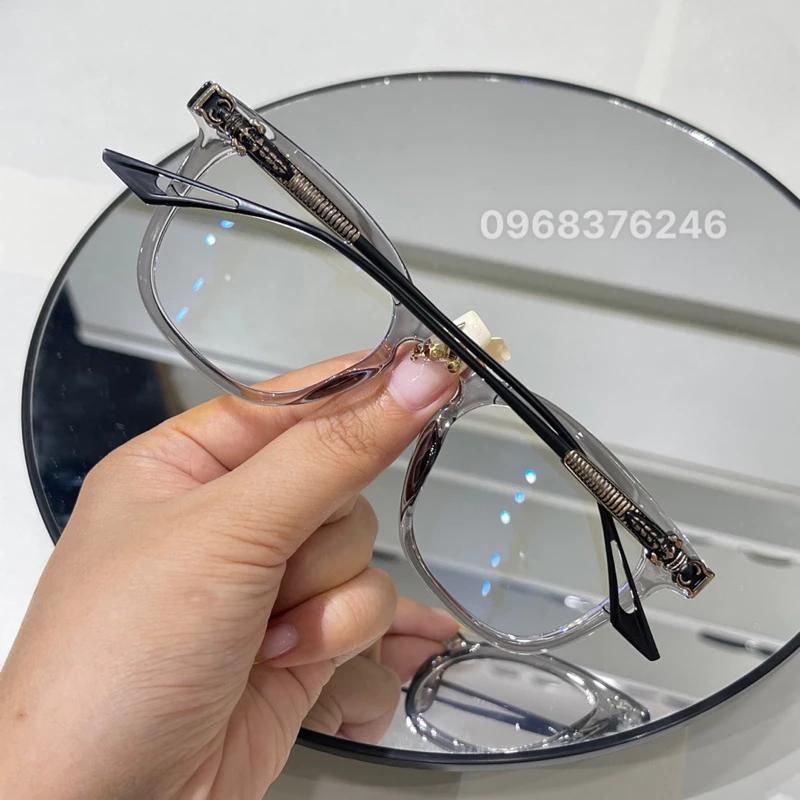 Chrome Heart Grey Frames Titanium Unisex Square Glasses, Full Rim, Fashion Glasses UV Protection, Luxury Gift For Him, Gift For Her, Fashion Accessories