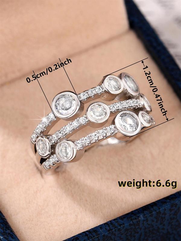 Elegant Rhinestone Decorated Copper Ring, Fashion Accessories for Women for Party, Daily Clothing Decor, Trendy All-match & Exquisite Jewelry for Birthday Gift