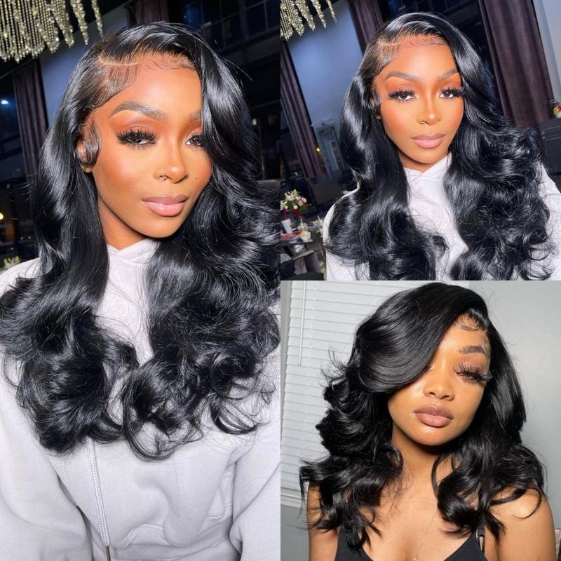 West Kiss Ready Go Glueless 6x8 Lace Closure Wig Body Wave Layer Cut Wig Pre Cut Lace Pre Bleached Knots Side Part Glueless Wig 250% Density