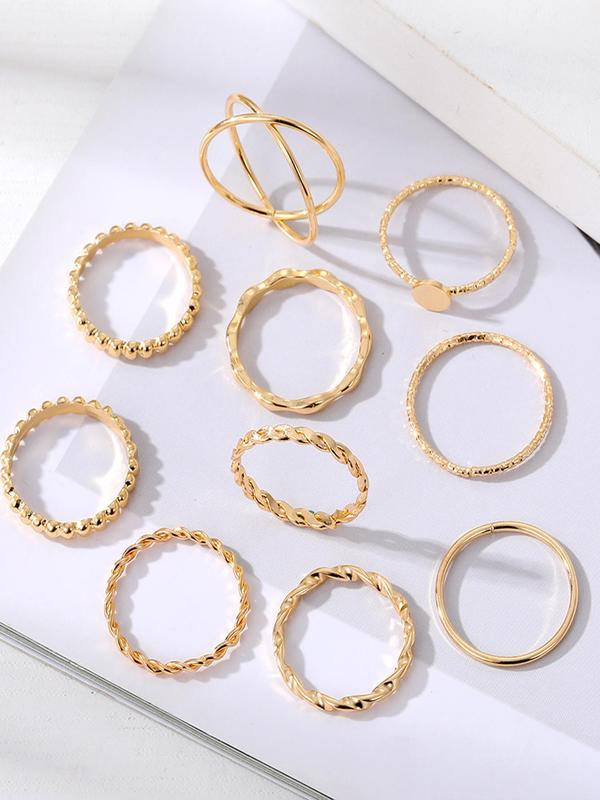 Women's 10pcs Plain Casual Alloy Ring