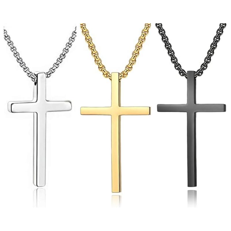 Christian Accessories,Stainless Steel Cross Necklace for Men Women ，Fathers Day Dad Gifts for Dad，Silvery Cross Necklace  Small Cross Pendant Necklace Simple Jewelry Cross Chain ，Cross Keychain，Cross Bracelet for Men Women