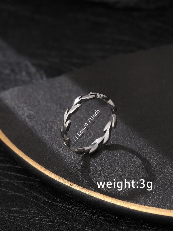 Men's Simple Style Plain Tree Branch Leaf Design Link Ring, Casual Trendy Stainless Steel Ring, Fashion Accessories for Daily Decoration