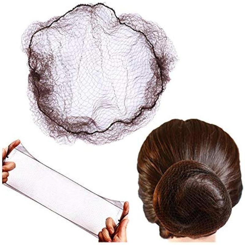 100count Hairnet Bun Net Invisible Hair Net Elastic Mesh 20inch 50cm (Bulk Packing,Dark Brown)