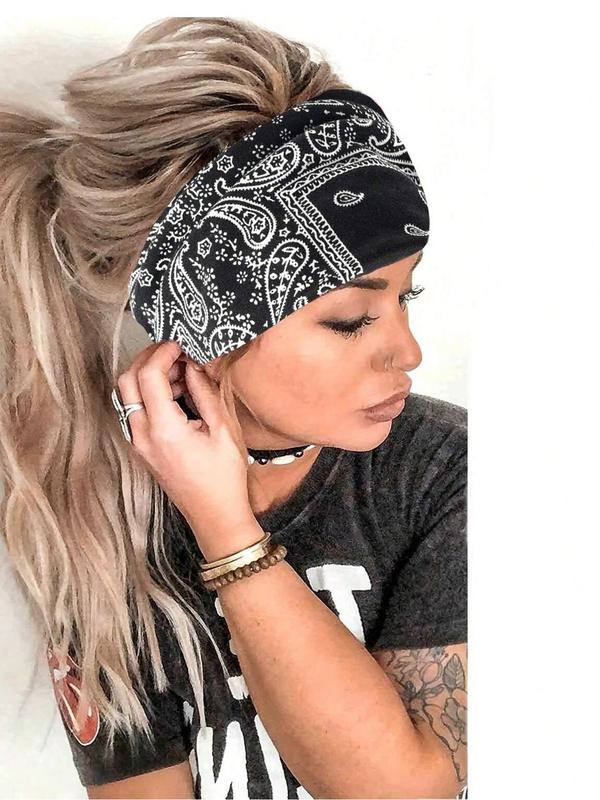 Women Boho Paisley Print Hair Band for Hairstyle, Bohemian Knot Design Headband for Sports Exercise Workout, Pickleball Tennis Hair Band, Women Sports & Outdoor Clothes Accessories, Fall Outfits, Fallfreshness Clothes