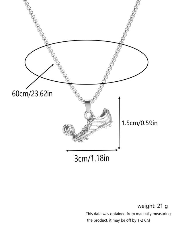 Men's Football Shoe Charm Pendant Necklace, Fashionable Street Style Jewelry For Party, Daily Clothing Decor For Boy